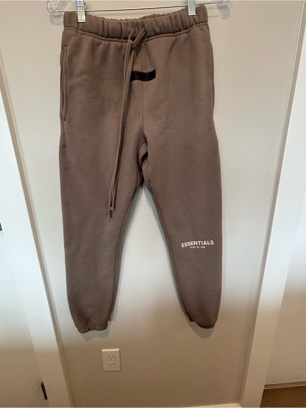 ESSENTIALS Brown Logo Joggers with Elastic Waist